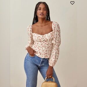 Reformation women's Cera Floral-Print Blouse Sz 4 Boho floral